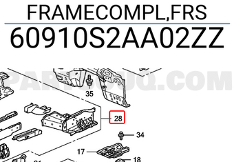 Honda 60910S2AA02ZZ FRAMECOMPL,FRS