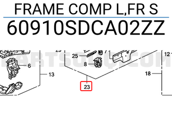 Honda 60910SDCA02ZZ FRAME COMP L,FR S