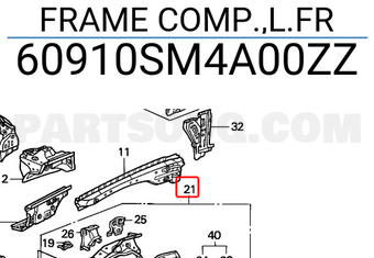 Honda 60910SM4A00ZZ FRAME COMP.,L.FR