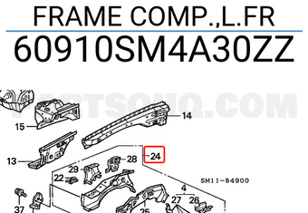 Honda 60910SM4A30ZZ FRAME COMP.,L.FR