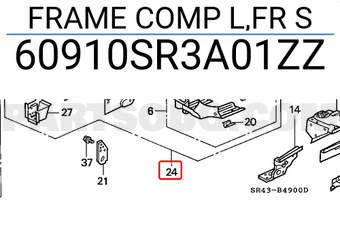 Honda 60910SR3A01ZZ FRAME COMP L,FR S