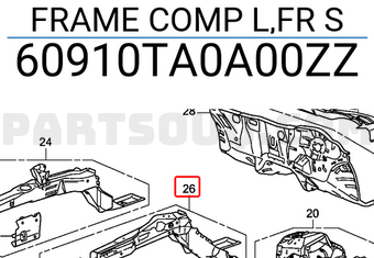 Honda 60910TA0A00ZZ FRAME COMP L,FR S