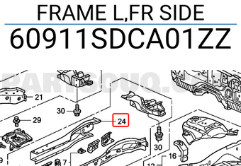 Honda 60911SDCA01ZZ FRAME L,FR SIDE