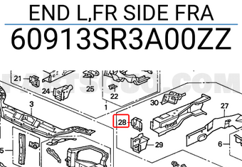 Honda 60913SR3A00ZZ END L,FR SIDE FRA
