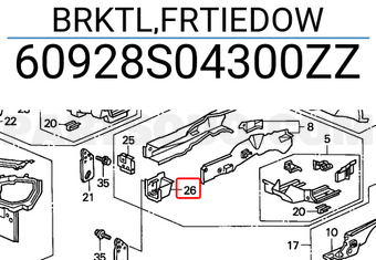 Honda 60928S04300ZZ BRKTL,FRTIEDOW