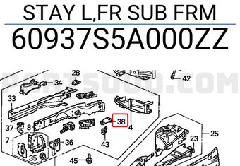 Honda 60937S5A000ZZ STAY L,FR SUB FRM