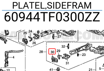 Honda 60944TF0300ZZ PLATEL,SIDEFRAM