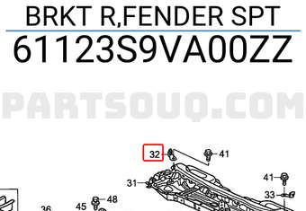 Honda 61123S9VA00ZZ BRKT R,FENDER SPT