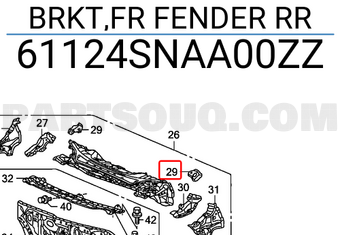 Honda 61124SNAA00ZZ BRKT,FR FENDER RR