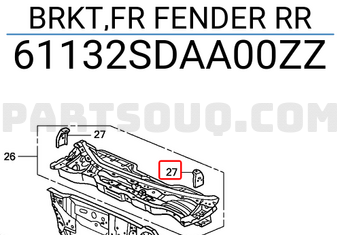 Honda 61132SDAA00ZZ BRKT,FR FENDER RR
