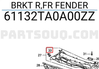 Honda 61132TA0A00ZZ BRKT R,FR FENDER