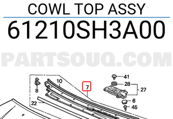 Honda 61210SH3A00 COWL TOP ASSY