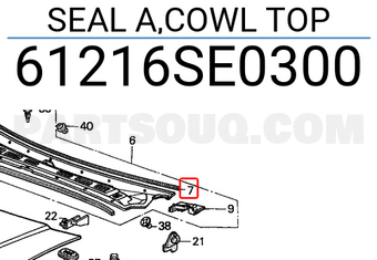 Honda 61216SE0300 SEAL A,COWL TOP
