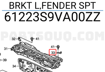 Honda 61223S9VA00ZZ BRKT L,FENDER SPT