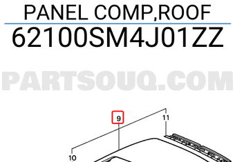 Honda 62100SM4J01ZZ PANEL COMP,ROOF
