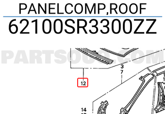 Honda 62100SR3300ZZ PANELCOMP,ROOF