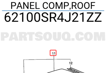 Honda 62100SR4J21ZZ PANEL COMP,ROOF