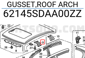 Honda 62145SDAA00ZZ GUSSET,ROOF ARCH