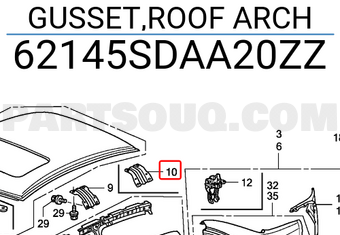 Honda 62145SDAA20ZZ GUSSET,ROOF ARCH