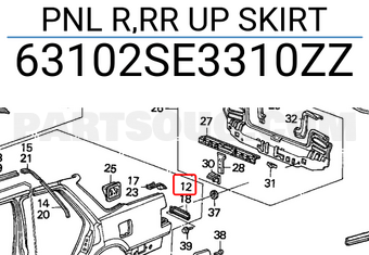 Honda 63102SE3310ZZ PNL R,RR UP SKIRT