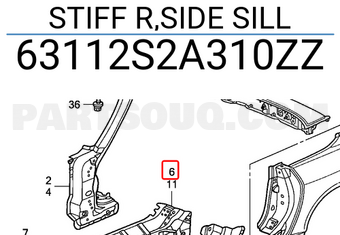 Honda 63112S2A310ZZ STIFF R,SIDE SILL