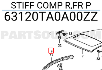 Honda 63120TA0A00ZZ STIFF COMP R,FR P