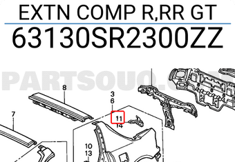 Honda 63130SR2300ZZ EXTN COMP R,RR GT