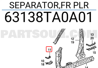 Honda 63138TA0A01 SEPARATOR,FR PLR