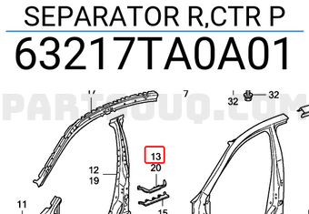 Honda 63217TA0A01 SEPARATOR R,CTR P