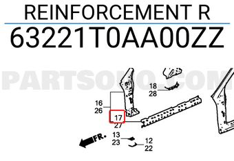 Honda 63221T0AA00ZZ REINFORCEMENT R