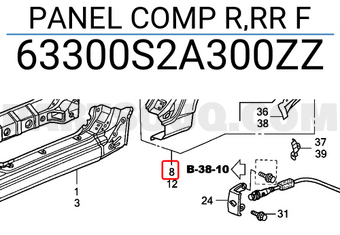 Honda 63300S2A300ZZ PANEL COMP R,RR F