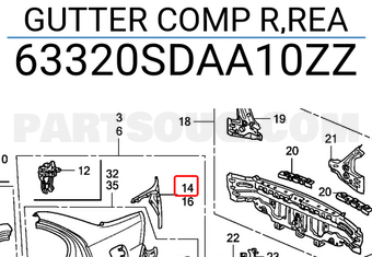 Honda 63320SDAA10ZZ GUTTER COMP R,REA