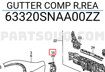 Honda 63320SNAA00ZZ GUTTER COMP R,REA