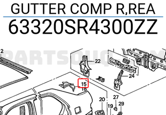 Honda 63320SR4300ZZ GUTTER COMP R,REA