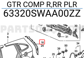 Honda 63320SWAA00ZZ GTR COMP R,RR PLR