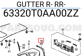 Honda 63320T0AA00ZZ GUTTER R- RR