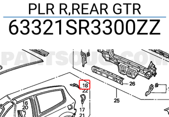 Honda 63321SR3300ZZ PLR R,REAR GTR