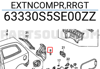 Honda 63330S5SE00ZZ EXTNCOMPR,RRGT