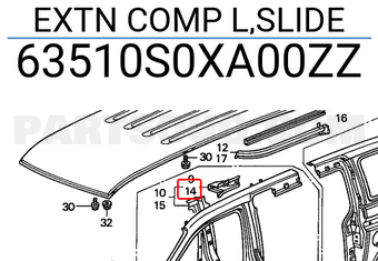 Honda 63510S0XA00ZZ EXTN COMP L,SLIDE