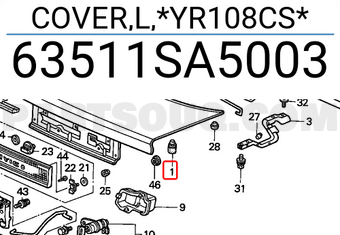 Honda 63511SA5003 COVER,L,*YR108CS*