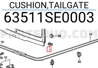 Honda 63511SE0003 CUSHION,TAILGATE