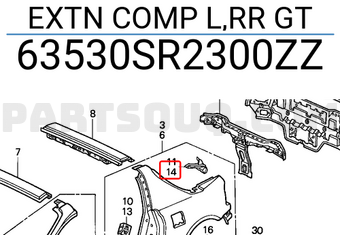 Honda 63530SR2300ZZ EXTN COMP L,RR GT