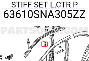 Honda 63610SNA305ZZ STIFF SET L,CTR P