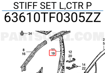 Honda 63610TF0305ZZ STIFF SET L,CTR P