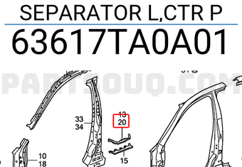 Honda 63617TA0A01 SEPARATOR L,CTR P