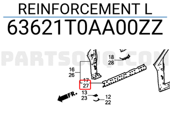 Honda 63621T0AA00ZZ REINFORCEMENT L