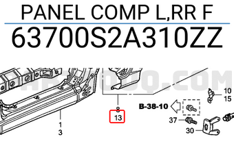 Honda 63700S2A310ZZ PANEL COMP L,RR F