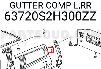 Honda 63720S2H300ZZ GUTTER COMP L,RR