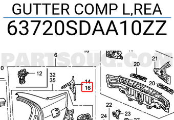 Honda 63720SDAA10ZZ GUTTER COMP L,REA