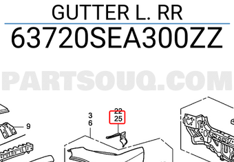 Honda 63720SEA300ZZ GUTTER L. RR
